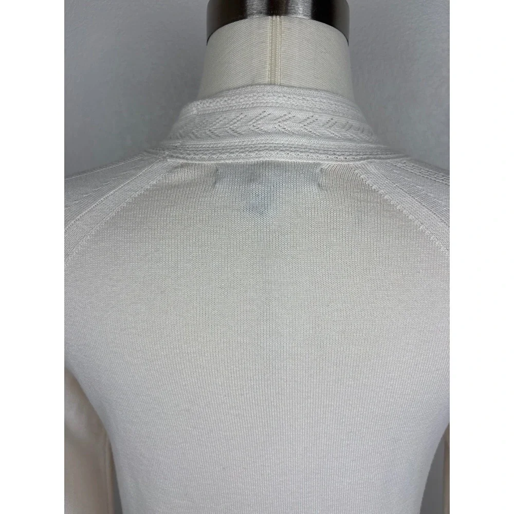 Banana Republic Factory Pointelle Trim Sweater Size S Cream Mock Neck Twee Cute - Picture 12 of 17